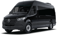 a black mercedes sprinter van on a white background
